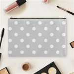 Polka Dots - White on Light Gray Cosmetic Bag (L)