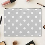 Polka Dots - White on Light Gray Cosmetic Bag (XL)