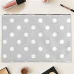Polka Dots - White on Light Gray Cosmetic Bag (XXL)