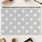 Polka Dots - White on Light Gray Cosmetic Bag (XXXL)