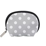 Polka Dots - White on Light Gray Accessory Pouch (Small)
