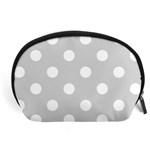 Polka Dots - White on Light Gray Accessory Pouch (Large)