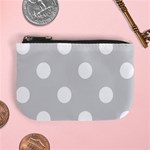 Polka Dots - White on Light Gray Mini Coin Purse