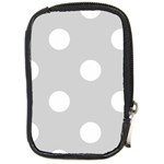 Polka Dots - White on Light Gray Compact Camera Leather Case