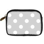 Polka Dots - White on Light Gray Digital Camera Leather Case