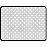 Polka Dots - White on Light Gray Fleece Blanket (Large) (One Side)