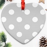 Polka Dots - White on Light Gray Heart Ornament (Two Sides)