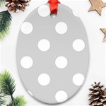 Polka Dots - White on Light Gray Ornament (Oval)