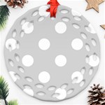 Polka Dots - White on Light Gray Ornament (Round Filigree)