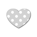 Polka Dots - White on Light Gray Heart Coaster (4 pack)