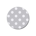 Polka Dots - White on Light Gray Rubber Coaster (Round)