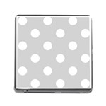 Polka Dots - White on Light Gray Memory Card Reader (Square)