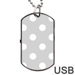 Polka Dots - White on Light Gray Dog Tag USB Flash (Two Sides)