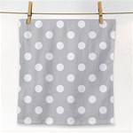 Polka Dots - White on Light Gray Face Towel