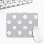 Polka Dots - White on Light Gray Small Mousepad