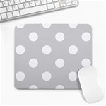 Polka Dots - White on Light Gray Large Mousepad
