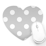 Polka Dots - White on Light Gray Heart Mousepad