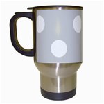 Polka Dots - White on Light Gray Travel Mug (White)