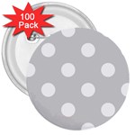 Polka Dots - White on Light Gray 3  Button (100 pack)