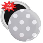 Polka Dots - White on Light Gray 3  Magnet (100 pack)