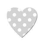 Polka Dots - White on Light Gray Magnet (Heart)