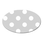 Polka Dots - White on Light Gray Magnet (Oval)