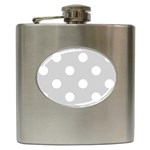 Polka Dots - White on Light Gray Hip Flask (6 oz)