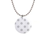 Polka Dots - Light Gray on White 1  Button Necklace