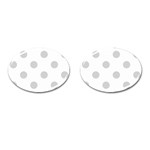 Polka Dots - Light Gray on White Cufflinks (Oval)