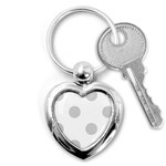Polka Dots - Light Gray on White Key Chain (Heart)