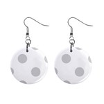 Polka Dots - Light Gray on White 1  Button Earrings
