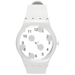 Polka Dots - Light Gray on White Round Plastic Sport Watch (M)