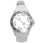 Polka Dots - Light Gray on White Round Plastic Sport Watch (L)