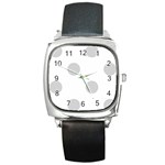 Polka Dots - Light Gray on White Square Metal Watch