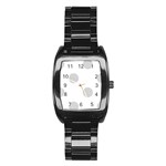 Polka Dots - Light Gray on White Stainless Steel Barrel Watch