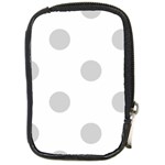 Polka Dots - Light Gray on White Compact Camera Leather Case