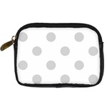 Polka Dots - Light Gray on White Digital Camera Leather Case