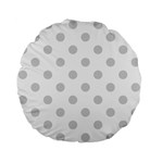 Polka Dots - Light Gray on White Standard 15  Premium Flano Round Cushion
