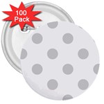 Polka Dots - Light Gray on White 3  Button (100 pack)