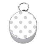 Polka Dots - Light Gray on White Silver Compass (Mini)