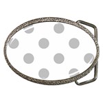Polka Dots - Silver Gray on White Belt Buckle