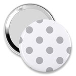 Polka Dots - Silver Gray on White 3  Handbag Mirror