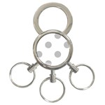 Polka Dots - Silver Gray on White 3-Ring Key Chain
