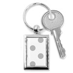 Polka Dots - Silver Gray on White Key Chain (Rectangle)