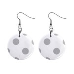 Polka Dots - Silver Gray on White 1  Button Earrings