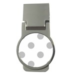 Polka Dots - Silver Gray on White Money Clip (Round)