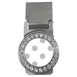 Polka Dots - Silver Gray on White Money Clip (CZ)