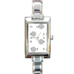 Polka Dots - Silver Gray on White Rectangle Italian Charm Watch