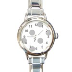 Polka Dots - Silver Gray on White Round Italian Charm Watch