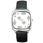 Polka Dots - Silver Gray on White Square Metal Watch